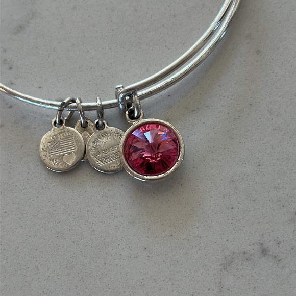 Alex and Ani Birthstone 5 bangles bracelets silver pink diamond rhinestone blue - Picture 11 of 14